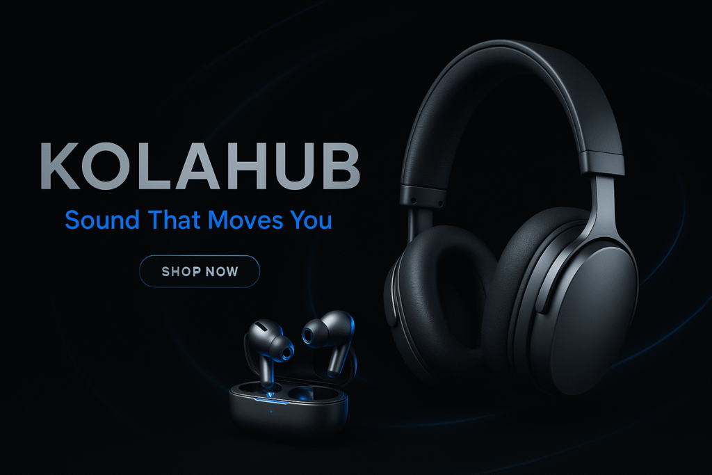 "Kolahub black airbuds with mic and noise reduction, presented with original box – best budget airbuds in Pakistan"